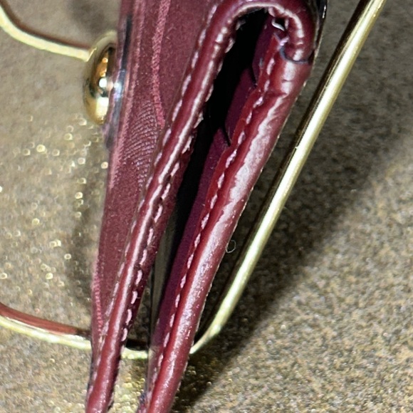 Coach Card Holder - Burgundy and Gold 4.5” x 3” EUC Like New - Picture 5 of 9